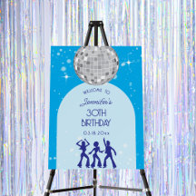 Retro Blau 70er 80er Disco-Party Geburtstags-Willk