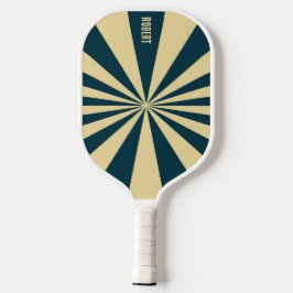 Retro Blau &Beige Streifen  Skript Minimalistische Pickleball Schläger