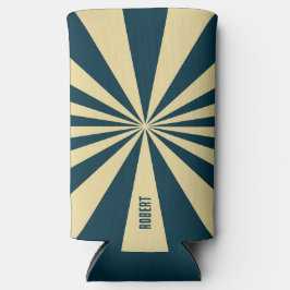 Retro Blau &Beige Streifen  Skript Minimalistische Selters Dosenkühler