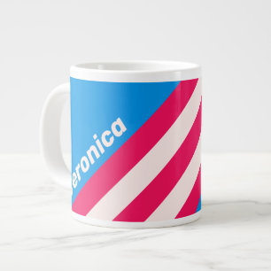 Retro Blau Crushing Streifen mit Namen Jumbo-Tasse