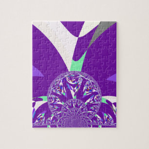 Retro Blau Cyan Kaleidoskop Kunst Druck Puzzle