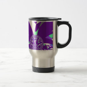 Retro Blau Cyan Kaleidoskop Kunst Druck Reisebecher