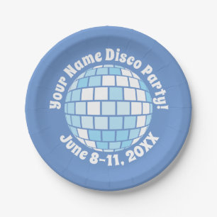 Retro Blau Disco Ball PERSONALISIERT Pappteller