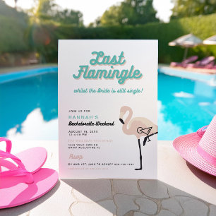 Retro Blau Flamingo Letzter Flamingle Junggesellin Einladung