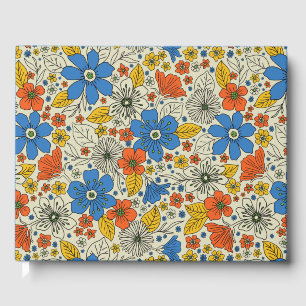 Retro Blau, Gelb und Orangen Gästebuch
