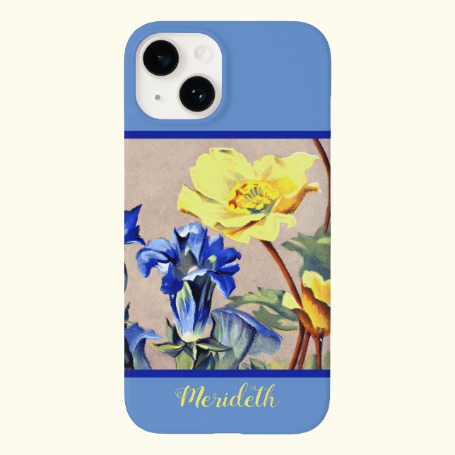 Retro Blau Gelbe Alpenwelten Botanische Kunst Case-Mate iPhone Hülle (Von Creator hochgeladen)