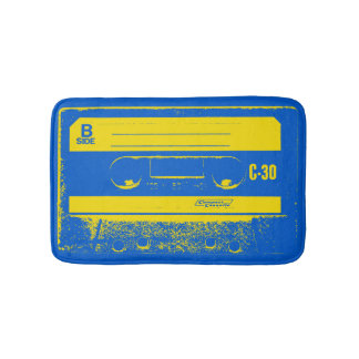 Retro blau-gelbe Kassette Badematte