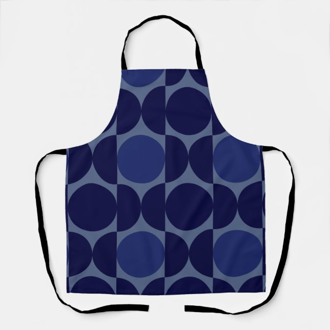 Retro Blau Geometrisch Schürze (Vorderseite)