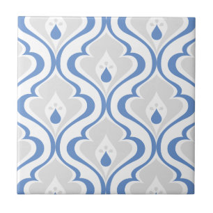 Retro Blau-Grau abstraktes Muster Dekorfliese Fliese