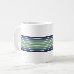 Retro Blau & Grün Surfbrett Streifen Kaffeetasse
