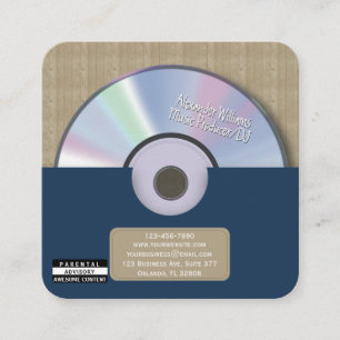 Retro-Blau-Musikproduzent-CD-DJ Quadratische Visitenkarte