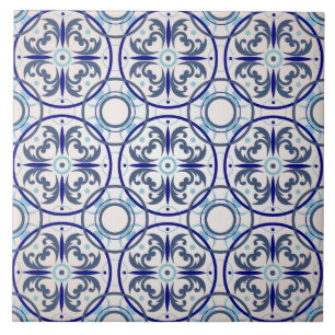 Retro-Blau-Ornamentmuster-Bodenfliese aus Keramik Fliese
