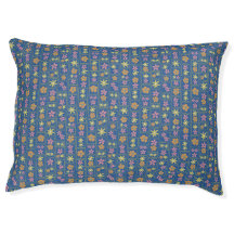 Retro Blau Patchwork Blumen Groß