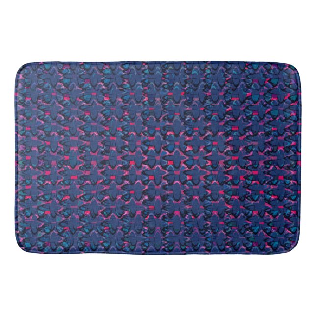 Retro blau-rosa Muster Badematte (Vorderseite)