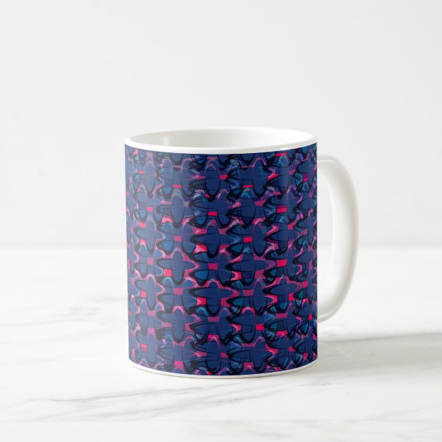 Retro blau-rosa Muster Kaffeetasse (VorderseiteRechts)