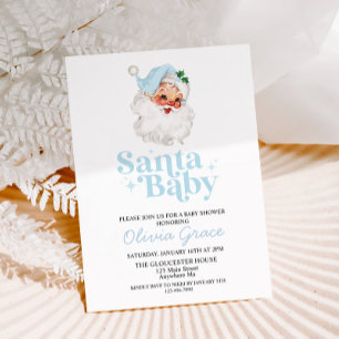 Retro Blau Santa Baby Holiday Baby Shower Einladung