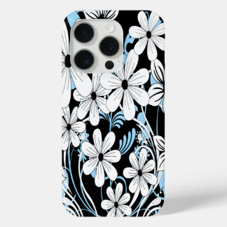 Retro Blau Schwarz-Weiß-Blütenmuster Case-Mate iPhone Hülle