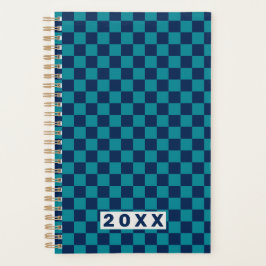 Retro Blau Türkis Schachbrett Planer