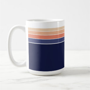 Retro Blau und Pfirsich gestreift Kaffeetasse