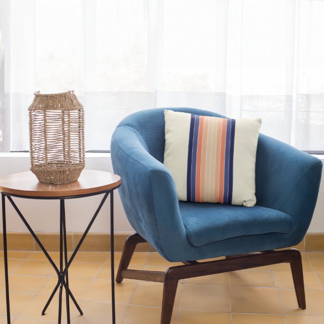 Retro Blau und Pfirsich "Surfboard" Streifen Kisse Kissen (Von Creator hochgeladen)