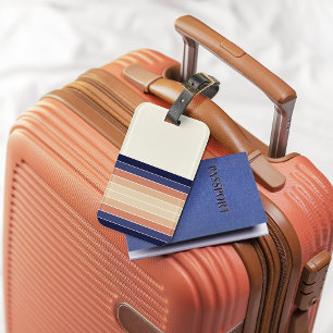 Retro Blau und Pfirsichfarben "Surfboard" gestreif Gepäckanhänger