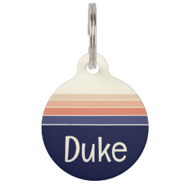 Retro Blau und Pfirsichstreifen Hund/Katze Haustiermarke