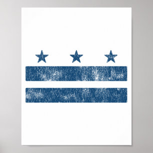 Retro Blau Washington Dc Flagge District Of Columb Poster