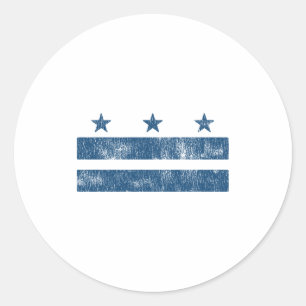 Retro Blau Washington Dc Flagge District Of Columb Runder Aufkleber