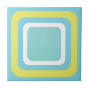 Retro Blau Weiß Gelb Fliese