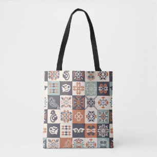 Retro Blau, weiß und orange Azulejos Pattern Lisb