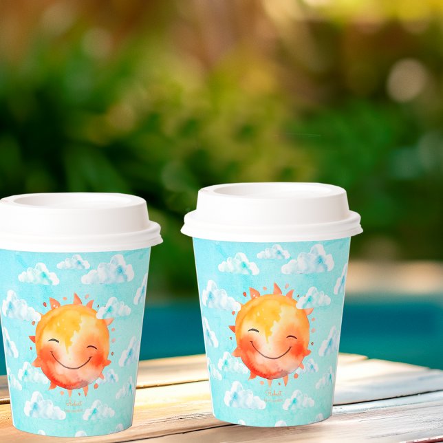 Retro Blaue Himmel Boho Glücklich Sonnenschein Bab Pappbecher (Von Creator hochgeladen)