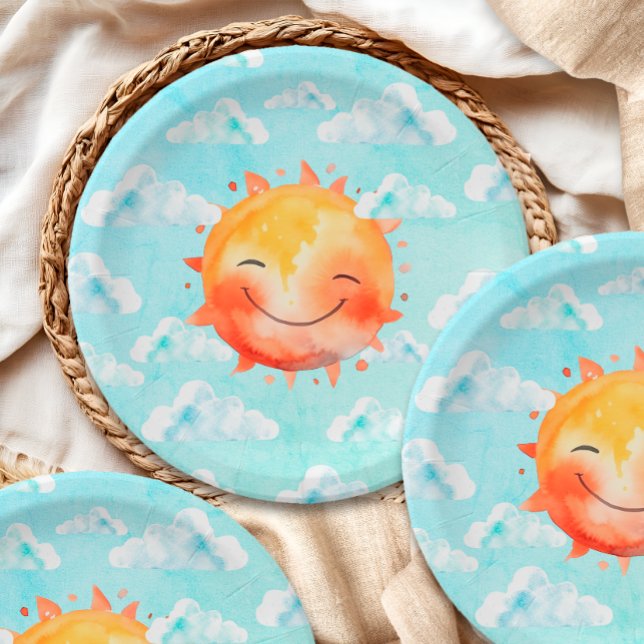 Retro Blaue Himmel Boho Glücklich Sonnenschein Bab Pappteller (Von Creator hochgeladen)