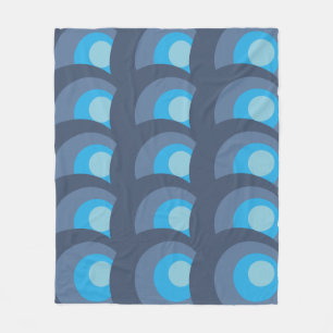 Retro Blaue Kreise Fleecedecke
