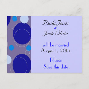 Retro Blaue Kreise & Ovale Royal Save the Date Ankündigungspostkarte