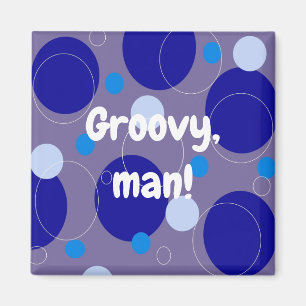 Retro Blaue Kreise und Ovale Royal Periwinkle Aqua Magnet