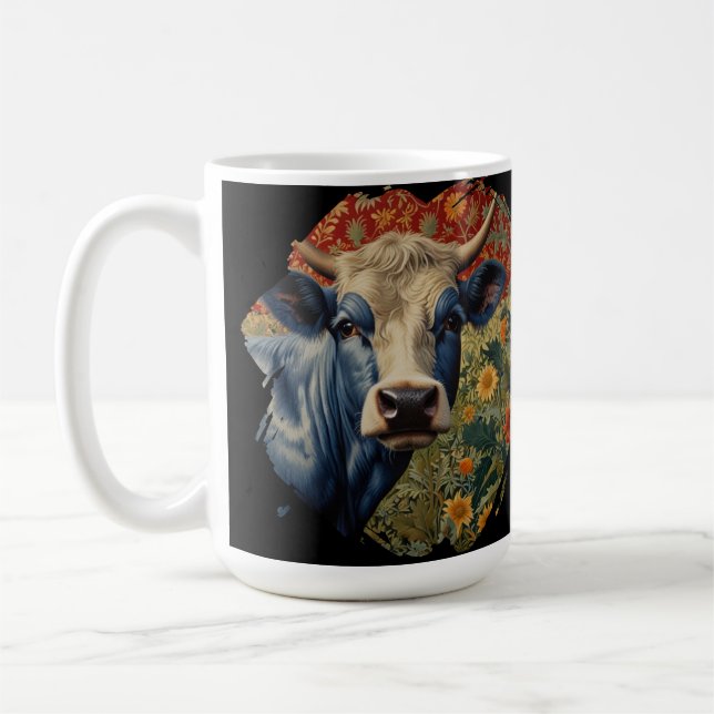 Retro Blaue Kuh im Sonnengarten Kaffeetasse (Links)