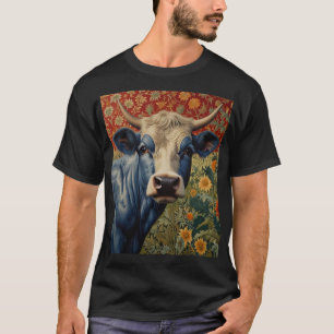 Retro Blaue Kuh im Sonnengarten T-Shirt