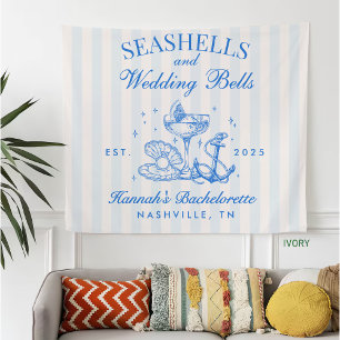 Retro Blaue Muscheln & Hochzeitsglocken Junggesell Fleecedecke