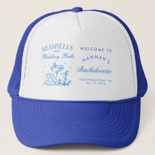 Retro Blaue Muscheln & Hochzeitsglocken Junggesell Truckerkappe