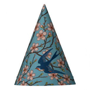 Retro-blaue Schwalbenmuster von Walter Crane Partyhütchen