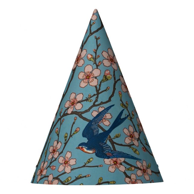 Retro-blaue Schwalbenmuster von Walter Crane Partyhütchen (Vorderseite)