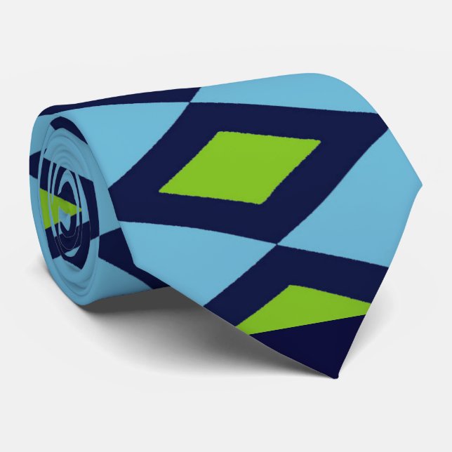 Retro blaue, schwarze Diamant-Krawatte, 2 versah Krawatte (Gerollt)