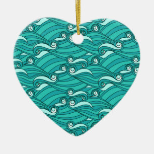 Retro-blaue Wellen doodle surf art Keramikornament
