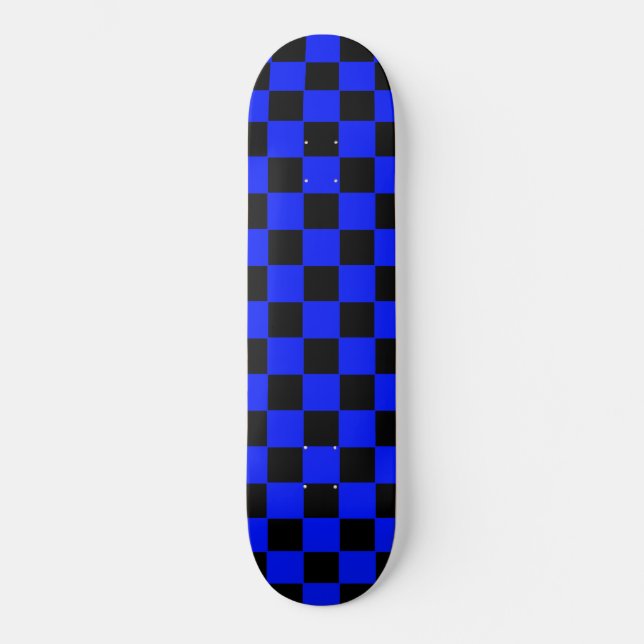 Retro blauer und schwarzer SchachbrettSkateboard Skateboard (Vorderseite)