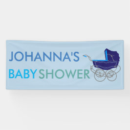 RETRO BLAUES BABYPRAM (BABYPARTY) BANNER