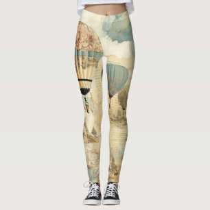 Retro Blaues Ballon Antike Reiseland Leggings
