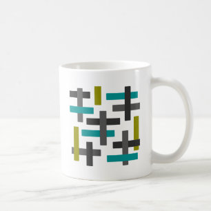 Retro blaues, grünes, graues abstraktes kaffeetasse