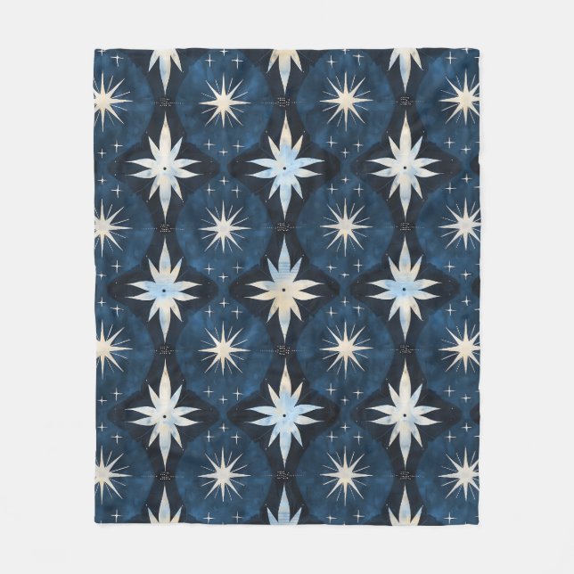 Retro-blaues Sternexplosion Fleecedecke (Vorderseite)