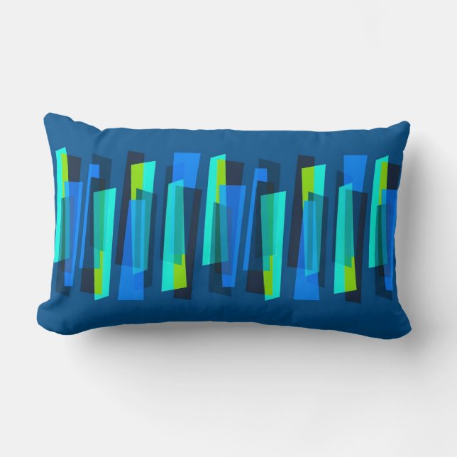 Retro blaues und grünes abstraktes lendenkissen (Vorderseite)