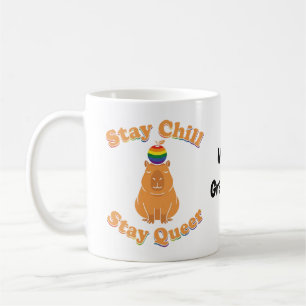 Retro Bleib Chill Bleib Queer Capybara Regenbogen Kaffeetasse